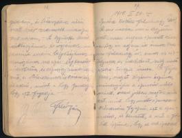 1916 I. világháborús katona fronton vezetett naplója, benne az állomáshelyekkel, néhány történéssel ...