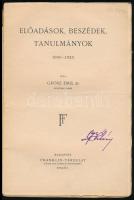 Grósz Emil: Előadások, beszédek, tanulmányok. 1900-1925. Bp.,[1925.], Franklin. Kiadói papírkötés, s...