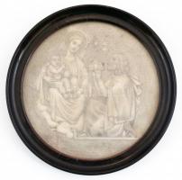 Jelzés nélkül: Szent István és Jézus. Ceruza, papír. Üvegezett, repedezett fa keretben, d: 13,5 cm