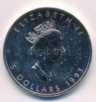 Kanada 1993. 5$ Ag II. Erzsébet / Juharlevél (1oz/0.999) T:BU felületi karc Canada 1993. 5 Dollars Ag Elizabeth II / Maple Leaf (1oz/0.999) C:BU slightly scratched