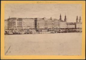 cca 1880-1900 Budapest, Duna-fürdő, Hotel Bristol, keményhátú fotó, 11×16 cm
