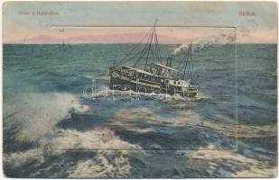 1909 Siófok, Vihar a Balatonon. leporellolap belül fürdőházak, Telepi tőzsde kiadása  (fl)