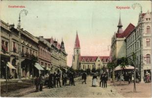 1907 Kaposvár, Erzsébet utca, üzletek. Hagelmann Károly kiadása