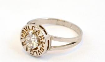 Ezüst(Ag) gyűrű, Bulgari jelzéssel, méret: 54, bruttó: 2,46 g