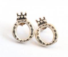 Ezüst(Ag) kerek fülbevalópár, Pandora jelzéssel, d: 1,2 cm, nettó: 2,63 g