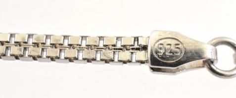 Ezüst(Ag) kék kövekkel díszített karkötő, jelzett, állítható h: max. 20 cm, bruttó: 7,17 g