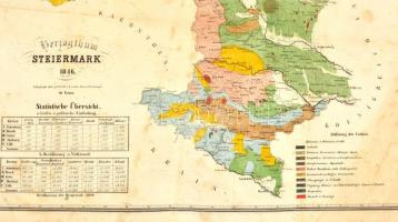 1846 Stájerország kőnyomatú térképe beszakadásokkal. / Map of Steiermark with tears. 42x38 cm