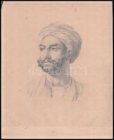 1844 Gammel jelzéssel: Turbános férfi. Ceruza, papír. 16x21 cm Lapméret 27x34 cm