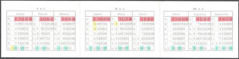 1972. Csepel Vas- és Fémművek 1972. évi munkarendje kártyanaptár, kihajtható