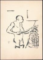 Molnár C. Pál (1894-1981): Úszómester. Ofszet, papír, 29,5×21 cm