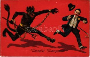 1917 Üdvözlet Krampusstól! / Krampus art postcard. EAS. 17543-4. litho (EK)