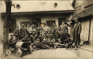 1914 Fröhliche Ostern aus den Karpathen in Ungarn. Feldzug 1914/1915. Aufgenommen in Huszt / WWI Austro-Hungarian K.u.K. military, Easter greeting from the Carpathians, soldiers with goggles in Khust (Ukraine). photo