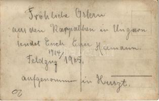 1914 Fröhliche Ostern aus den Karpathen in Ungarn. Feldzug 1914/1915. Aufgenommen in Huszt / WWI Aus...