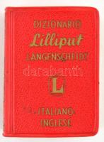 Dizionario Lilliput Langenscheidt. Italiano-Inglese. Berlin-Münich,1964., Langenscheidt. Miniszótár Olasz és holland nyelven. Kiadói kissé kopott nyl-kötés.