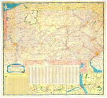 cca 1960 Pennsylvania autó út térképe, rajta a nagyobb városok térképével, nevezetességekkel, hajtot...