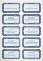 Budapest 1991. "Mélyépítő RT. " névre szóló részvénye 100.000Ft-ról, szelvényekkel, belső ...