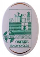 1990. OMBKE Vándorgyűlés - Siófok egyoldalas jelzett Hollóházi plakett (115x80mm) T:1