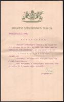 1918 Bódy Tivadar (1918-1920) budapest polgármesteránek aláírása igazgatói kinevezésen