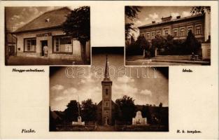 1940 Piszke (Lábatlan), Római katolikus templom, iskola Hangya szövetkezet üzlete és saját kiadása