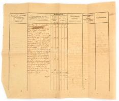 cca 1860 Ráckevei adóhivatalnoki pénztárnok szolgálati táblázata