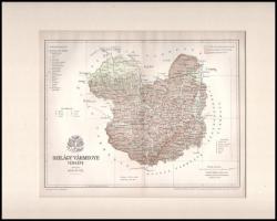 1897 Szilágy vármegye térképe, terv. Gönczy Pál, Pallas Nagy Lexikona, 1:465.000, Bp., Posner Károly Lajos és Fia, paszpartuban, hajtásnyommal, 22,5×28 cm / 1897 Map of Szilágy/Sălaj county, now in Romania, in passepartout.