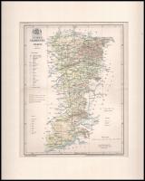 1897 Temes vármegye térképe, terv. Gönczy Pál, Pallas Nagy Lexikona, 1:665000, Bp., Posner Károly Lajos és Fia, paszpartuban, hajtásnyommal, 28×22,5 cm / 1897 Map of Timis /Temes/Temesch county, now Romania and Serbia, in passepartout.