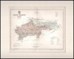 1897 Varasd vármegye térképe, terv. Gönczy Pál, Pallas Nagy Lexikona, 1:450.000, Bp., Posner Károly Lajos és Fia, paszpartuban, hajtásnyommal, 22,5×28 cm / 1897 Map of Varaždin county, now Croatia, in passepartout