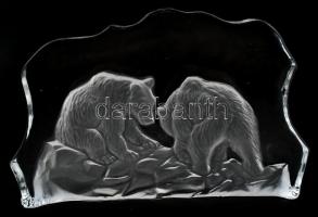 Medvés svéd asztali üvegdísz, 18×12 cm