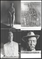 Páljános Ervin (1959-) szobrász alkotásairól készült vintage, fekete-fehér felvételek, össz. 19 db fotó. Részben a hátoldalán feliratozott és jelzett, 4 db kartonra kasírozva.