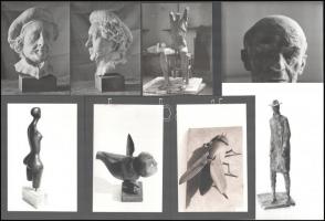 Páljános Ervin (1959-) szobrász alkotásairól készült vintage, fekete-fehér felvételek, össz. 19 db f...