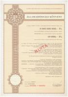 Budapest 1992. "4%-os kamatozású Államadóssági Kötvény" 8.000.000.000Ft-ról, szárazpecséttel és szelvényekkel, "MINTA" bélyegzéssel T:I