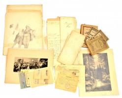 cca 1840-1940 Nagy vegyes papírrégiség tétel: okmányok, grafikák, hivatalos iratok, néhány könyv