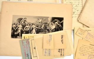cca 1840-1940 Nagy vegyes papírrégiség tétel: okmányok, grafikák, hivatalos iratok, néhány könyv