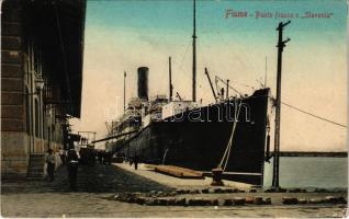 Fiume, Rijeka; Punto franco e "Slavonia" / port, Cunard Line SS Slavonia emigration ship + "S. M. Schiff "Pola"" (EK)