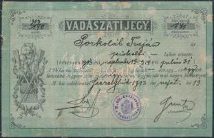 1913 Vadászjegy, vadászati jegy. Székelyhíd, Piskolt