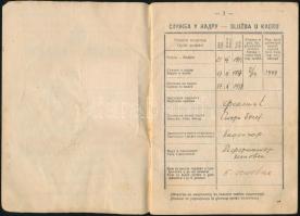 1938 Jugoszláv katonakönyv magyar származású személy részére