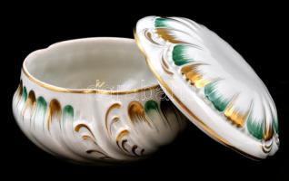 Herendi porcelán bonbonier, kézzel festett, jelzett, hibátlan, kopásnyomokkal, d:11,5 cm , m: 7,5 cm
