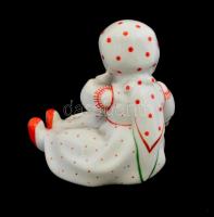 Zsolnay korsós kislány, kézzel festett, jelzett,hibátlan, m: 7,5 cm
