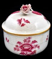 Herendi Nanking Bouquet mintás bonbonnier. Kézzel festett, jelzett, kis lepattanással a rózsán 9x9 c...