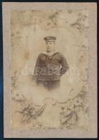 cca 1912 SMS Radetzky-n szolgáló hadi tengerész fotója, kartonra ragasztva, 12,5×8 cm