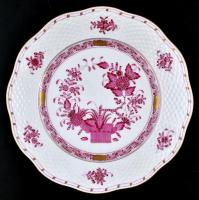 Herendi indiai kosár mintás kis tányér. Kézzel festett, jelzett, hibátlan. d:20,5 cm