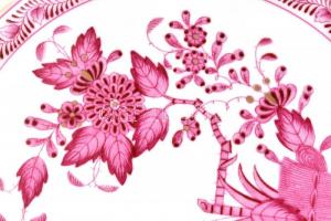 Herendi indiai kosár mintás kis tányér. Kézzel festett, jelzett, hibátlan. d:20,5 cm