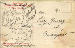 Pécs, Mór utca, Balog György "Gambrinus" nagyvendéglője, étterem kertje pincérekkel és ven...