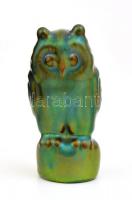 Zsolnay eozin mázas bagoly figura, jelzett,mázhibákkal, kopásnyomokkal, m: 8 cm