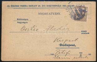 1921 Kihajtható meghívólevél az Óbudai Torna Egylet dísztornájára, programmal, jó állapotban