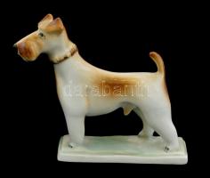 Zsolnay porcelán foxterrier, kézzel festett, jelzett, hibátlan, m: 10 cm