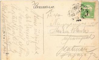 1912 Hajdúszoboszló, Fő tér, Bika szálloda, Református templom, Körner és Társa gőzmalom, Hajdú megy...