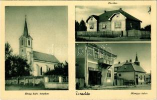 Taracköz, Teresva; Görög katolikus templom, parókia, Hangya üzlete és saját kiadása / church, parish, cooperative shop