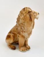 Zsolnay porcelán oroszlán figura,  kézzel festett, jelzett, hibátlan, m: 12,5 cm