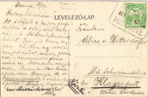 1911 Bezenye (Moson), Pallesdorf; Fő utca, gyerekek, templom. Kiadja Nozdroviczky Mária + "Beze...